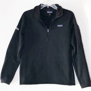 Patagonia Better Sweater Medium 1/4 Zip Charcoal Grey Black  Logo on sleeve